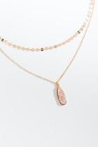 Francesca's Allison Druzy Teardrop Layered Necklace - Rose/gold