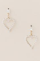 Francesca's Pia Heart Pearl Drop Earring - Pearl