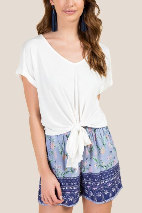 Francesca's Cindy Front Tie Cupro Top - White