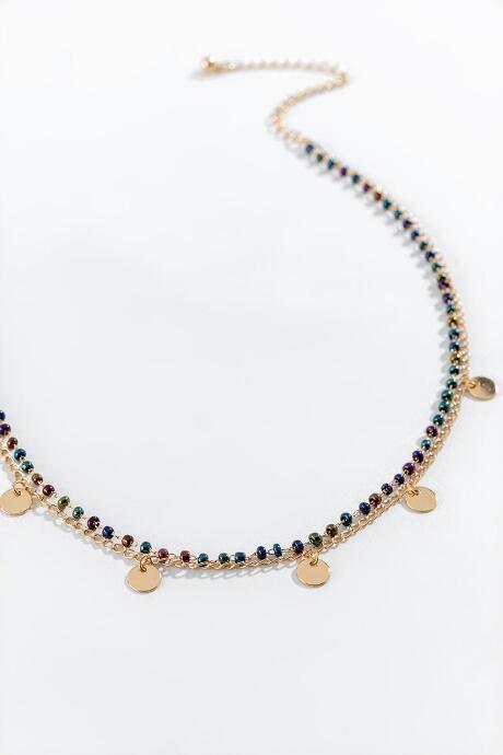 Francesca's Kaya Beaded Circle Drop Choker In Navy - Navy