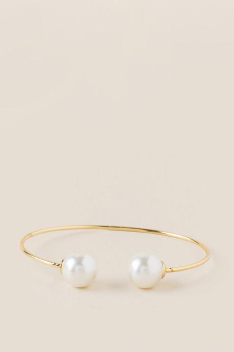 Francesca's Sabrina Pearl Ball Cuff Bracelet - Pearl