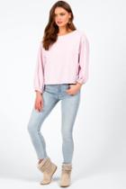 Francesca's Kathleena Crochet Shoulder Top - Blush
