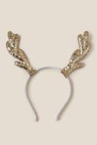 Francesca's Sharla Glitter Antlers Headband - Gold