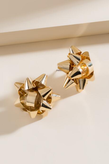 Francesca's Metal Bow Earrings In Gold - Multi