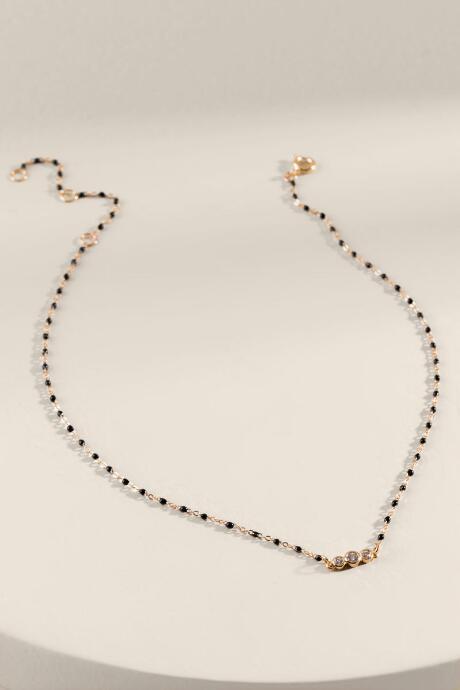 Francesca's Finley Enamel Delicate Necklace - Black