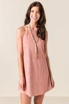 Alya Mariella Faux Suede Scalloped Dress - Rose