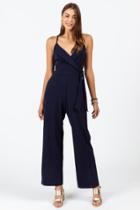 Francesca's Karleen Lapel Neck Jumpsuit - Navy