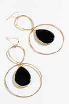 Francesca's Keira Stone Circle Drop Earrings - Black