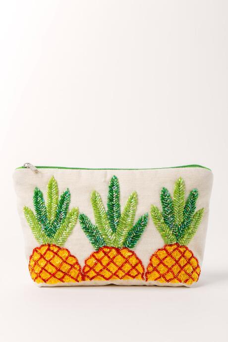 Shirdee Imports Llc Shirdee Triple Pineapple Beaded Coin Purse - Natural