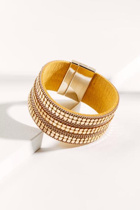 Francesca's Gold Dot Cuff Bracelet - Ivory