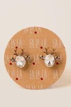 Francesca's Cz Reindeer Stud Earrings - Crystal
