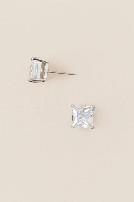 Francesca's Reign Cubic Zirconia Square Stud Earring - Crystal