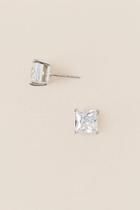 Francesca's Reign Cubic Zirconia Square Stud Earring - Crystal