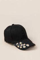 Francesca's Paris Floral Embroidery Baseball Cap - Black