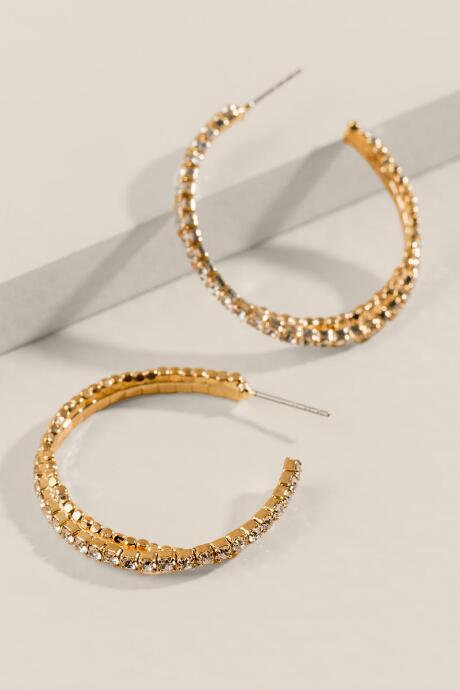 Francesca's Krystal Pave Hoop Earrings - Crystal