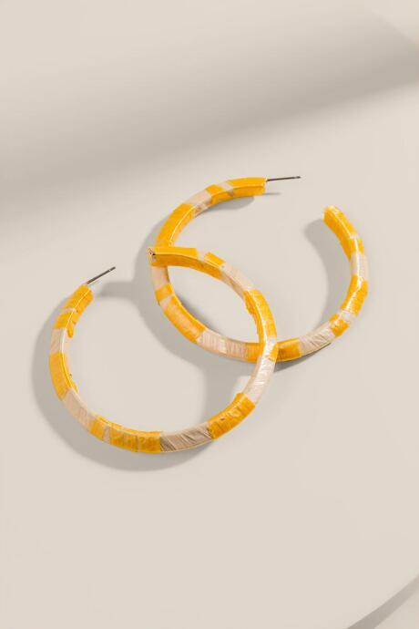 Francesca's Giselle Raffia Color Blocked Hoops - Yellow