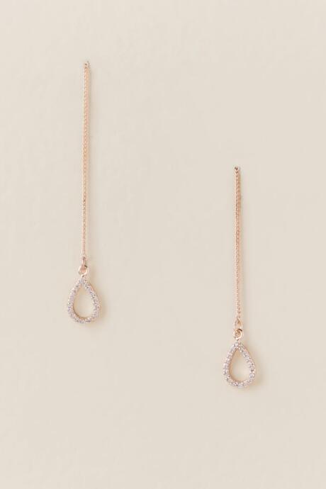 Francesca's Ensley Linear Teardrop Earring In Rose Gold - Rose/gold