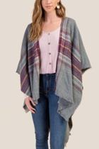 Francesca Inchess Aria Plaid Ruana - Gray