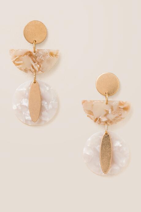 Francesca's Nela Geo Marbled Resin Earrings - Ivory