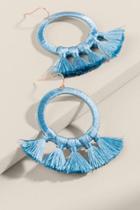 Francesca's Makenna Tasseled Circle Drop Earrings - Light Blue