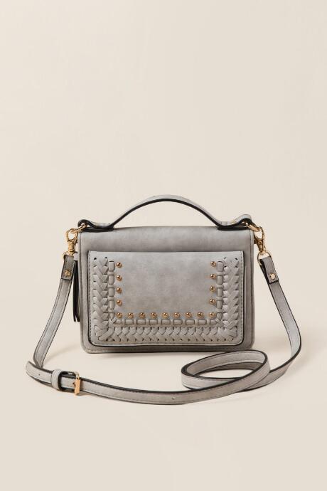 Francesca's Payton Braided Crossbody - Gray