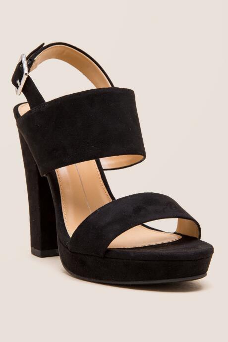 Report Lawren Wide Strap Platform Heel - Black