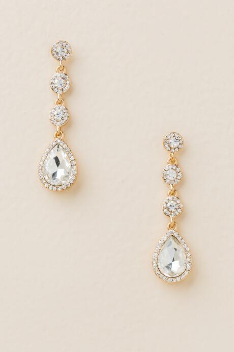 Francesca's Maxima Linear Teardrop Earring - Crystal