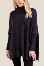 Francesca's Cynthia Side Tie Poncho - Navy