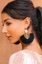 Francesca's Hollie Filigree Fan Tassel Earrings - Black