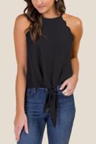 Francesca's Kristina Scalloped Tank Top - Black