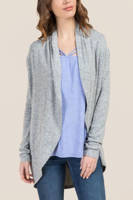 Francesca's Chandelle Cozy Draped Cardigan - Gray