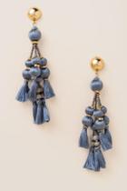 Francesca's Remi Beaded Bauble Tassel Earrings - Blue
