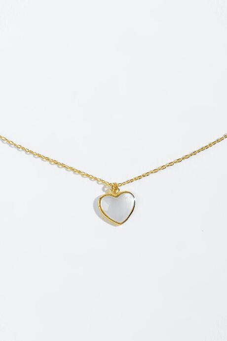 Francesca's Cheyenne Mop Heart Pendant Necklace - Iridescent