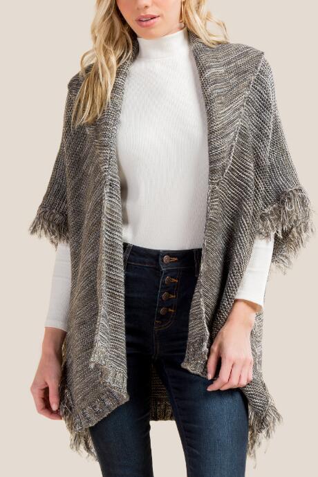 Francesca Inchess Maggie Marled Knit Ruana - Gray