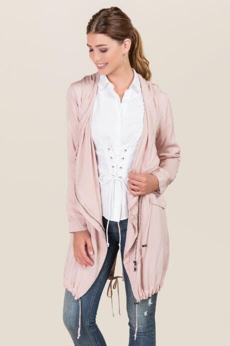 Mi Ami Lamar Draped Front Trench Coat - Blush