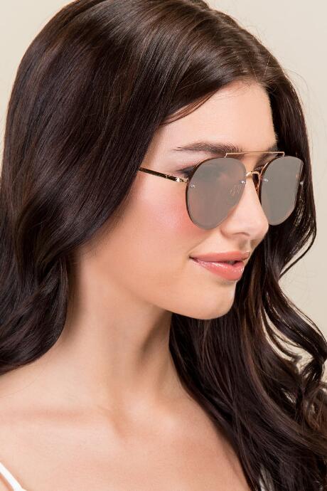 Francesca's Melina Brow Bar Aviator Sunglasses - Rose/gold