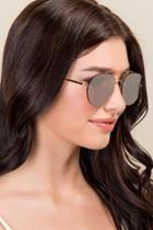 Francesca's Melina Brow Bar Aviator Sunglasses - Rose/gold