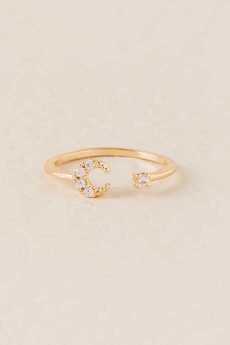 Francesca's Selma Cubic Zirconia Moon Ring - Gold