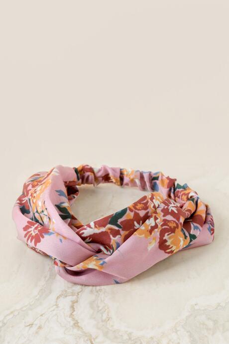 Francesca's Zenia Floral Headwrap In Rose - Rose