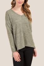 Francesca's Shea Split Step Hem Sweater - Dark Olive