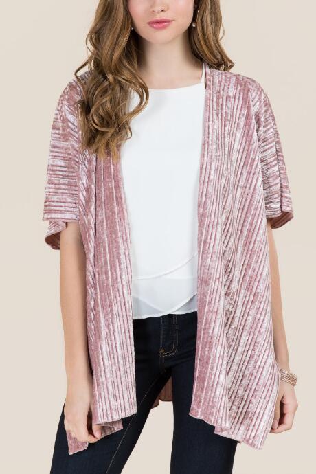 Francesca's Ella Crushed Velvet Ruana - Blush