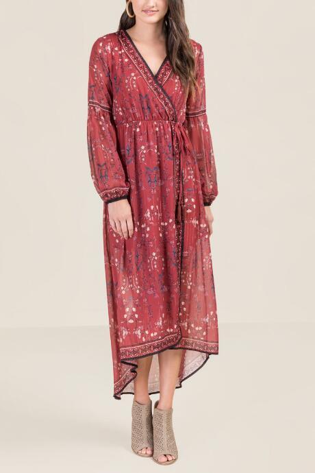 Francesca's Rooney Floral Maxi Dress - Cinnamon