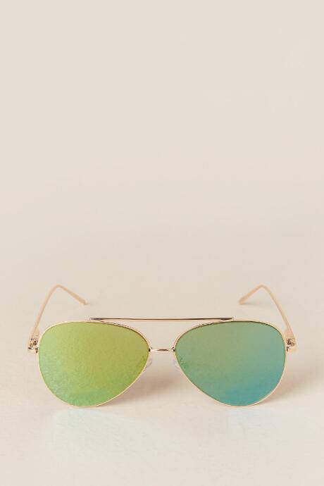 Francesca's Sierra Flat Aviator Sunglasses - Gold