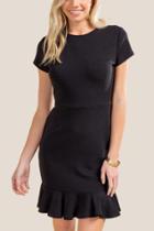 Francesca Inchess Madelyn Ruffle Trim Knit Dress - Black