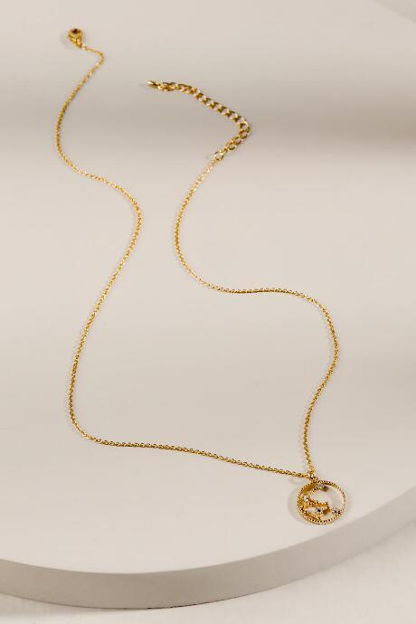Francesca's Virgo Constellation Circle Pendant Necklace - Gold