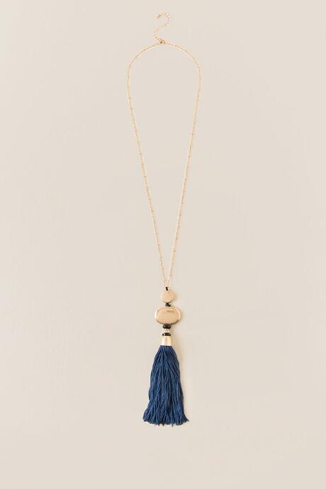 Francesca Inchess Acadia Blue Tassel Pendant - Navy