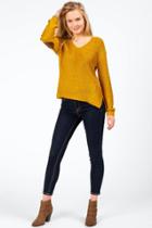 Francesca's Zandra Elbow Patch Sweater - Mustard