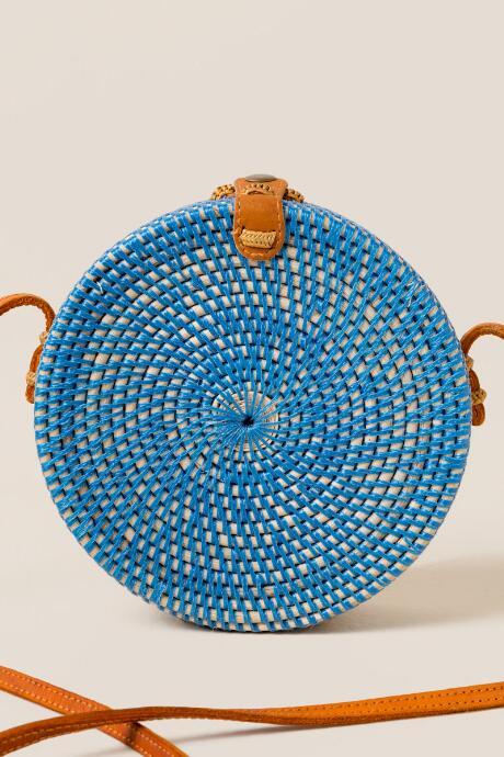 Francesca's Pura Round Rattan Crossbody In Navy - Navy