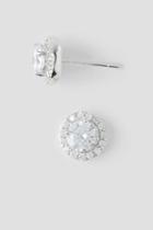 Francesca's Tina Sterling Silver Crystal Stud Earrings - Silver