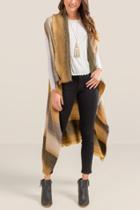Francesca Inchess Stacee Aztec Stripped Ruana Vest - Brown